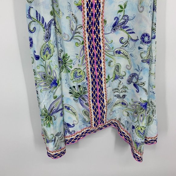 Sundance Beach Breeze Dress Blue Floral Print Sleeveless V Neck - Picture 6 of 10